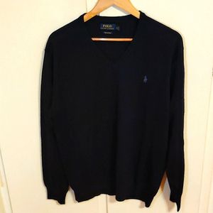 Polo by Ralph Lauren Navy Blue Large V-Neck Sweater